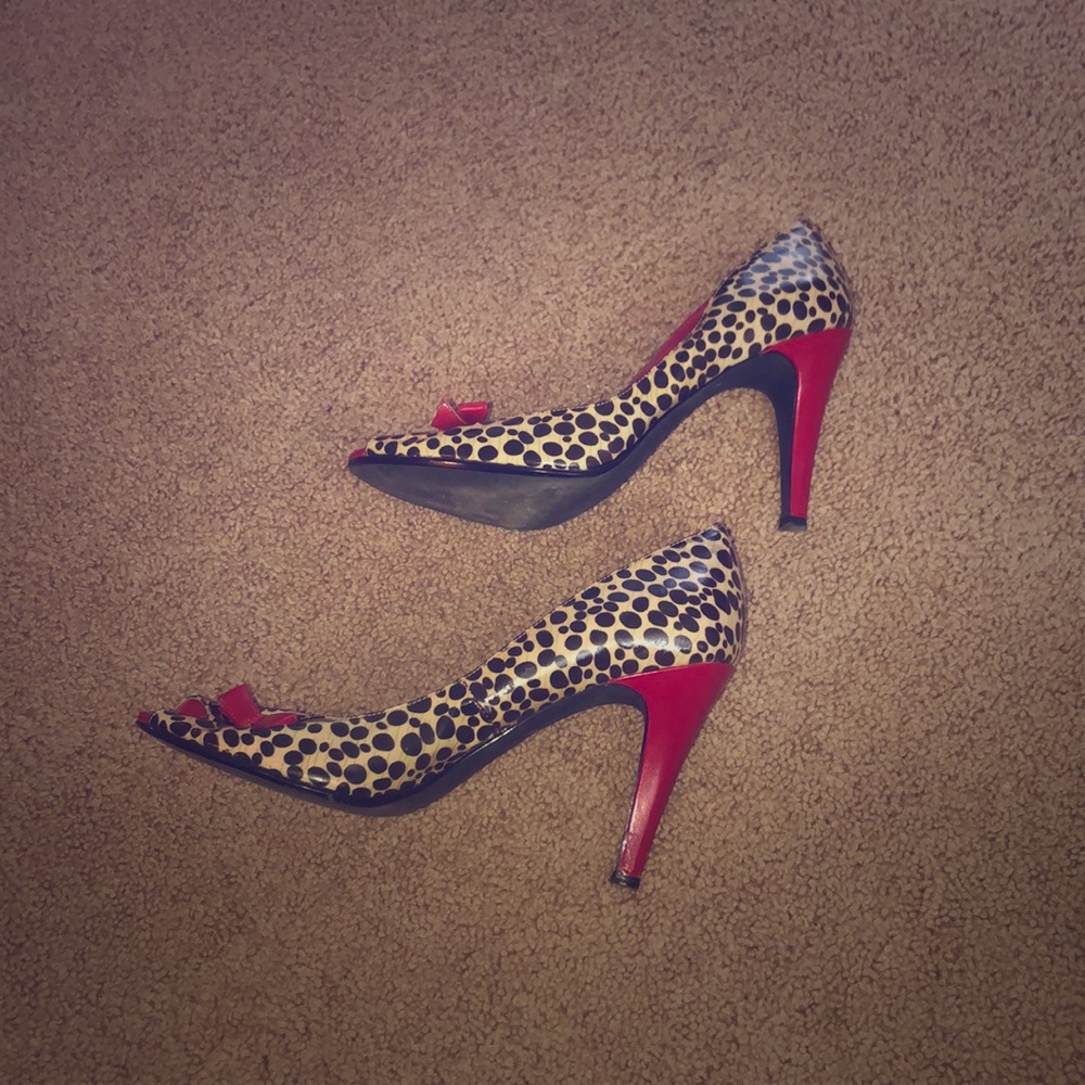 Leopard peep toe show with red heal